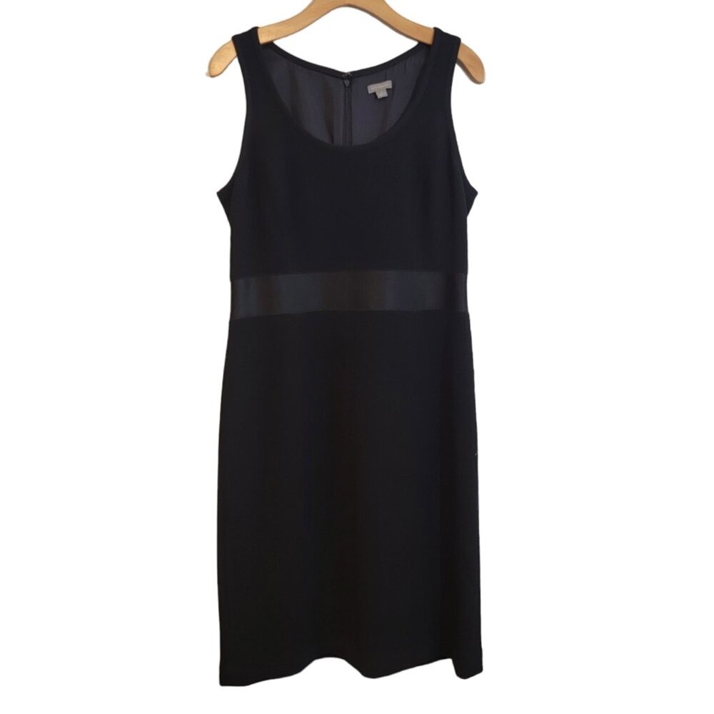 ANN TAYLOR WOMENS SZ 10 BLACK FIT & FLARE‎ CLASSIC DRESS 100% WOOL SLEEVELESS
